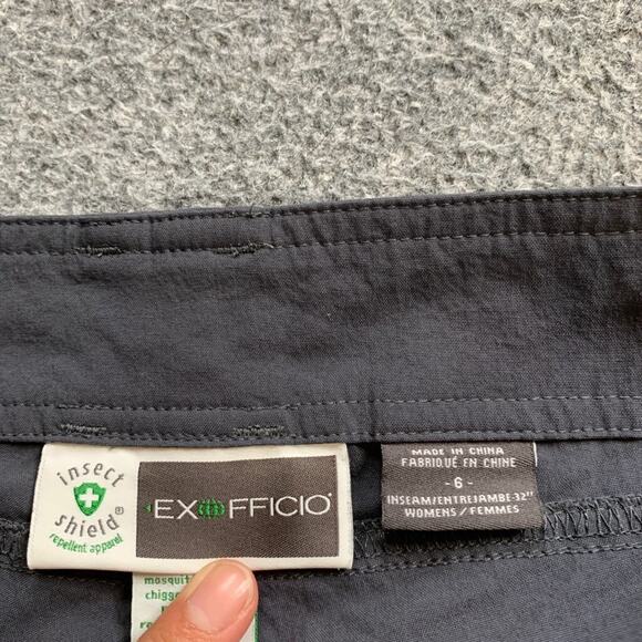 ExOfficio Pants Womens 6 Gray Roll Up Leg Snap Tabs Outdoor Convertible Capri - Picture 8 of 15
